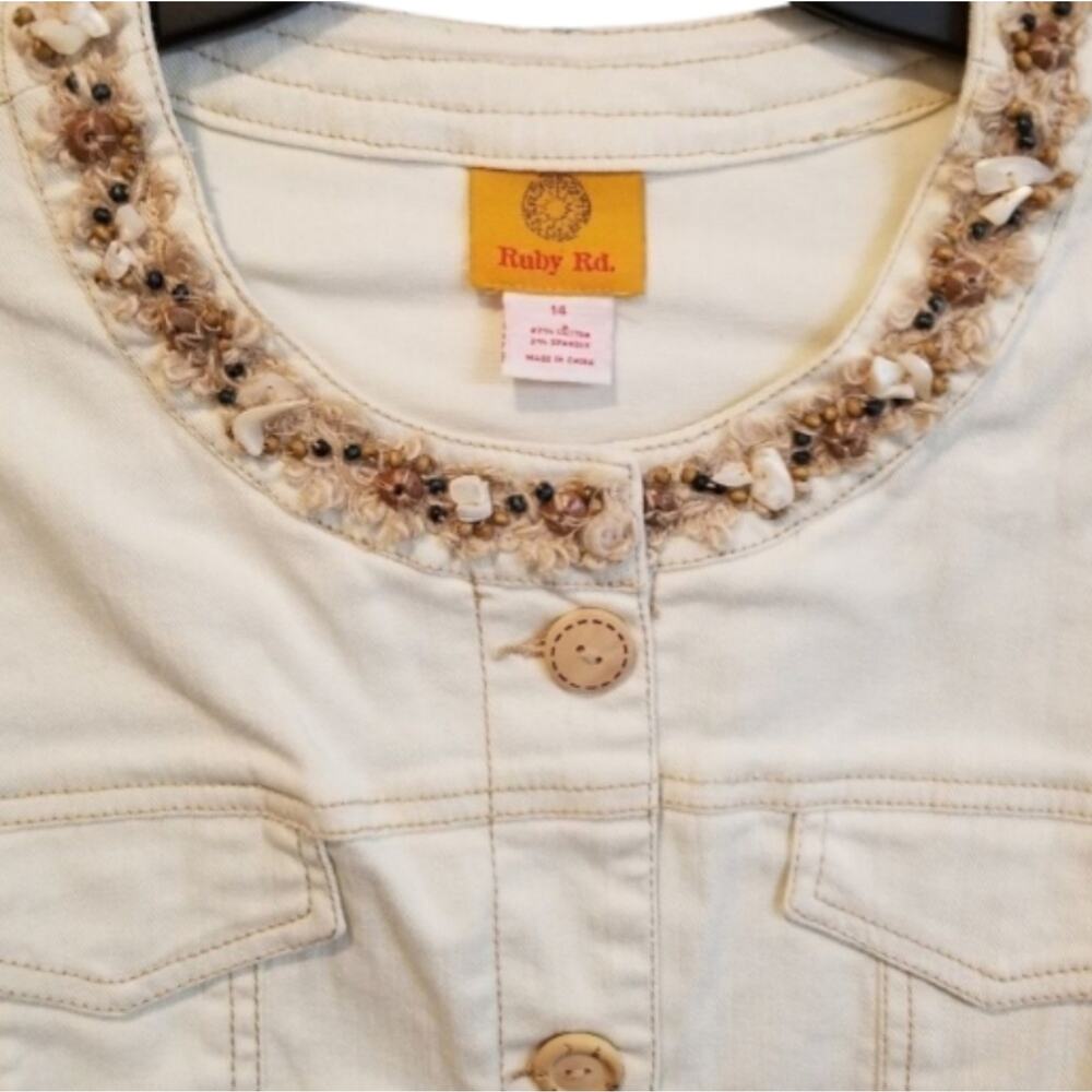 Ruby road embellished Beach wood Shell‎ Cream den… - image 6